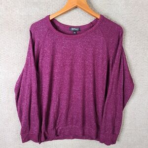Buffalo David Bitton Sweater Women L Purple Raglan Long Sleeve Knit Top Pullover